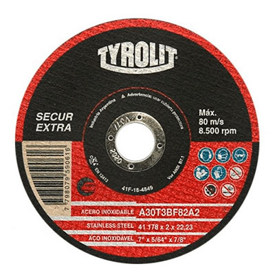 DISCO ABRASIVO SECUR EXTRA PARA CORTE DE ACERO INOXIDABLE